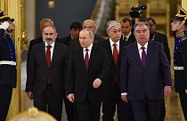 Armenian Prime Minister Nikol Pashinyan with Russian President Vladimir Putin at CSTO meeting in Moscow, May 16th 2022