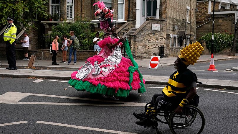 Notting Hill Carnival is known for its colourful, flamboyant costumes. 