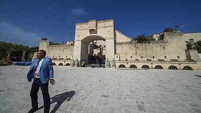 Journalists arrive to Borgo Egnazia luxury complex prior to a G7 world leaders summit at Borgo Egnazia, 13 June 2024