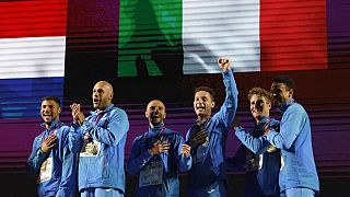 Gli atleti italiani medaglia d'ora alla staffetta 4x100 metri maschile, Roma, 12 giugno 2024