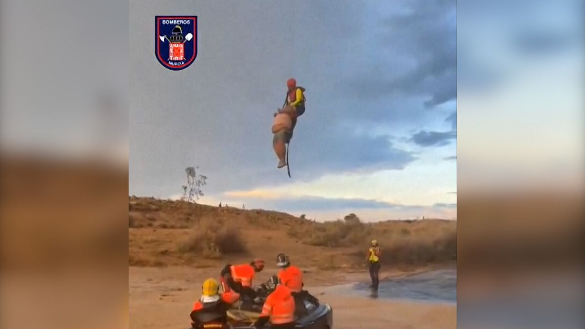 WATCH: Spanish firefighters save trapped driver in Murcia thumbnail