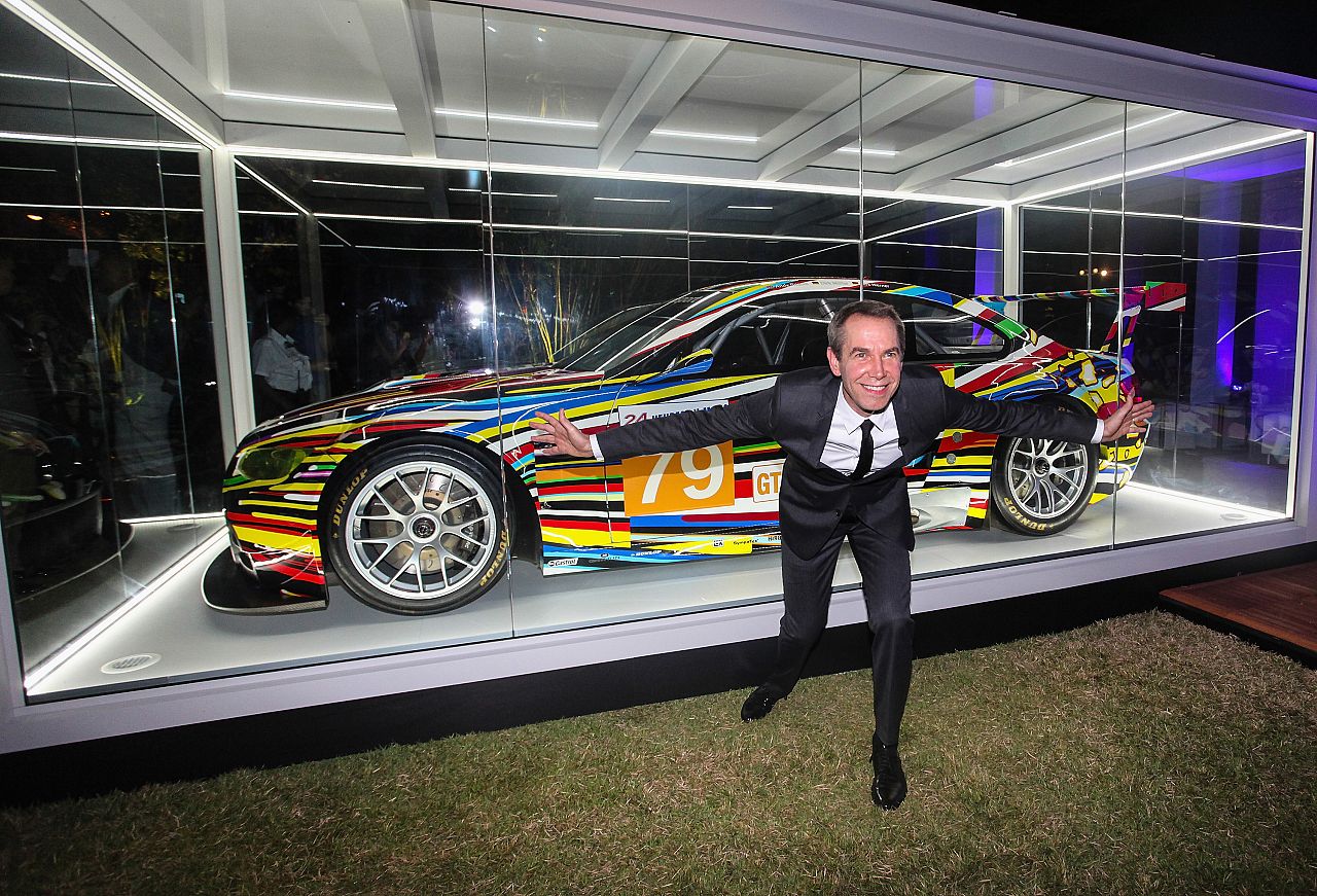 Artist Jeff Koons unveils the North American premiere of his BMW Art Car (BMW M3 GT2) in the Miami Beach Botanical Gardens in 2013