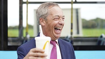 Leader of Reform UK Nigel Farage holds a banana milkshake in Jaywick, Essex, 4 June 2024 Leader of Reform UK Nigel Farage holds a banana milkshake in Jaywick, Essex, 4 June 2024
