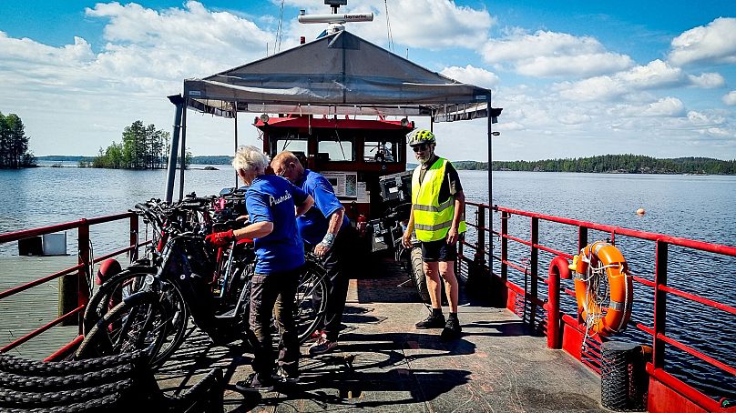The bike ferry takes twenty passengers and runs once per day in two directions.
