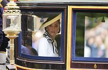Die britische Prinzessin Kate von Wales  begibt sich auf der Mall zur Trooping the Colour-Zeremonie, London., 15. Juni 2024