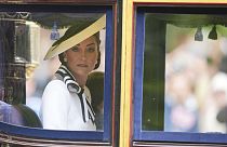 Kate, princesse de Galles, se rend à la cérémonie du Trooping the Color à Horse Guards Parade, à Londres, le samedi 15 juin 2024. 