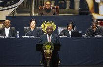 رئيس جنوب أفريقيا سيريل رامافوزا بعد إعادة انتخابه في كيب تاون، جنوب أفريقيا.