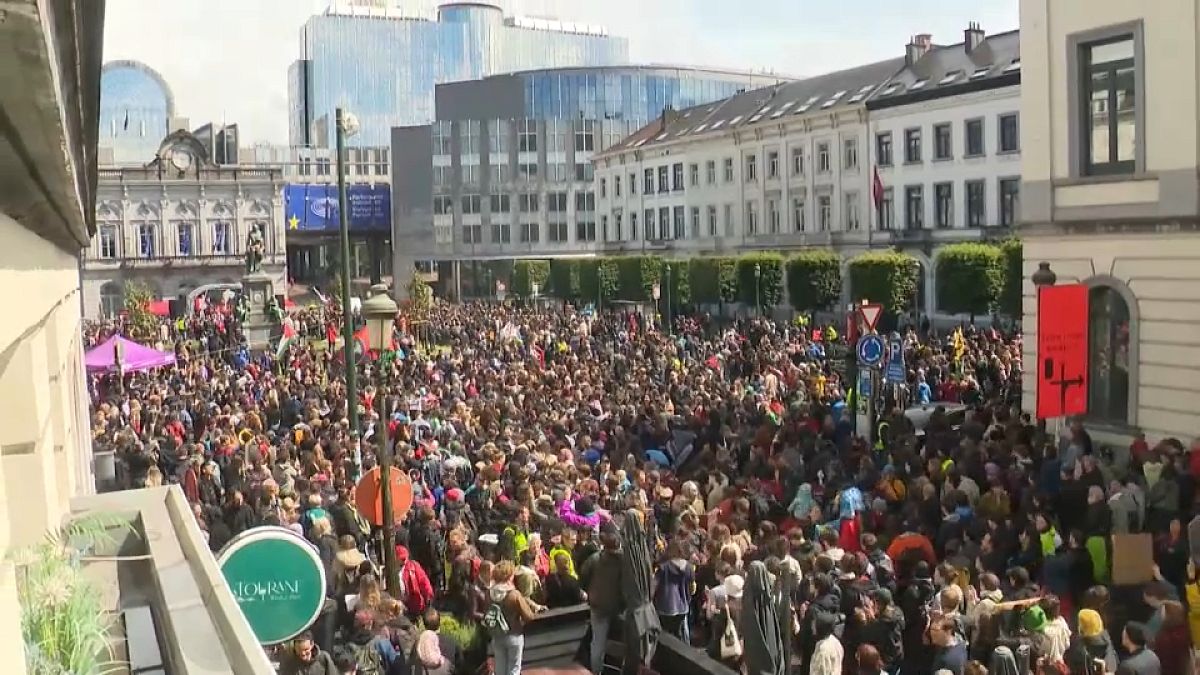 Protesters in Brussels march against right-wing ideology