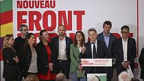 Imagen de los líderes de la coalición de izquierdas de Francia para las próximas elecciones, en una rueda de prensa en París, el viernes 14 de junio de 2024.