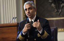 US Surgeon General Dr Vivek Murthy speaks during an event on the White House complex in Washington.