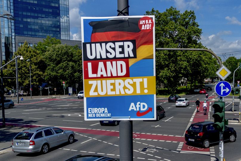 Un cartel de AfD en Fráncfort.