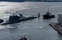 غواصة كازان ومجموعة من السفن الروسية في ميناء هافانا