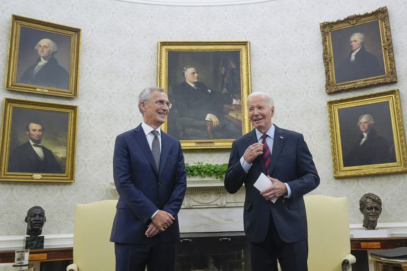 Le président Joe Biden rencontre le secrétaire général de l'OTAN, Jens Stoltenberg le 17 juin 2024