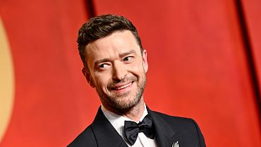 Justin Timberlake arrives at the Vanity Fair Oscar Party on Sunday, March 10, 2024, at the Wallis Annenberg Center for the Performing Arts in Beverly Hills, Calif.