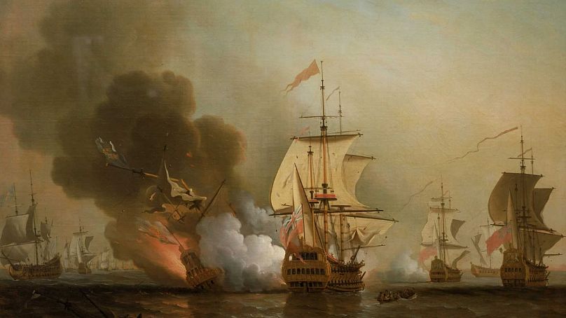 Schlacht von Cartagena de Indias, Ölgemälde von Samuel Scott. 
