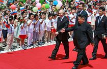 استقبال از پوتین توسط رهبر کره شمالی