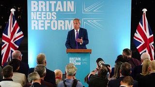 Britain's Reform UK leader Nigel Farage launches 'Our Contract with You', in Merthyr Tydfil, Wales.