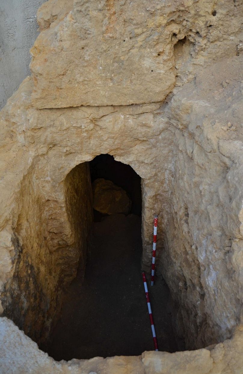 The entrance to the tomb, which was uncovered by a Spanish family while they were carrying out renovations on their home.