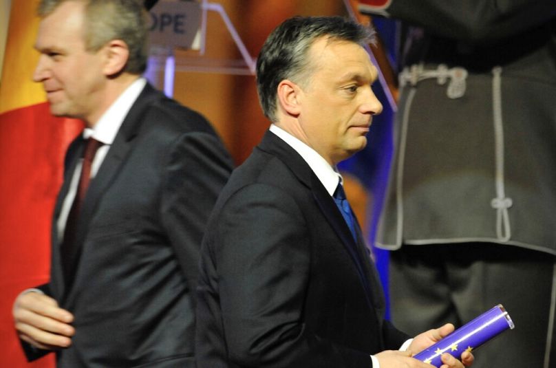 Yves Leterme belga- és Orbán Viktor magyar miniszterelnök a soros EU-elnökség átadási ünnepségén a Parlamentben: Budapest, 2011.01.06.