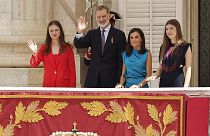 Spanish King Felipe with his family during the ceremony of the Royal Guard, 19 June 2024