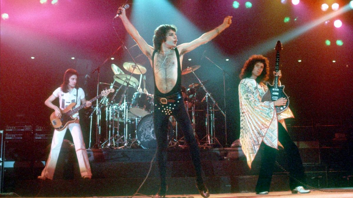 Pictured: Queen performing in Inglewood, California - December 1977 