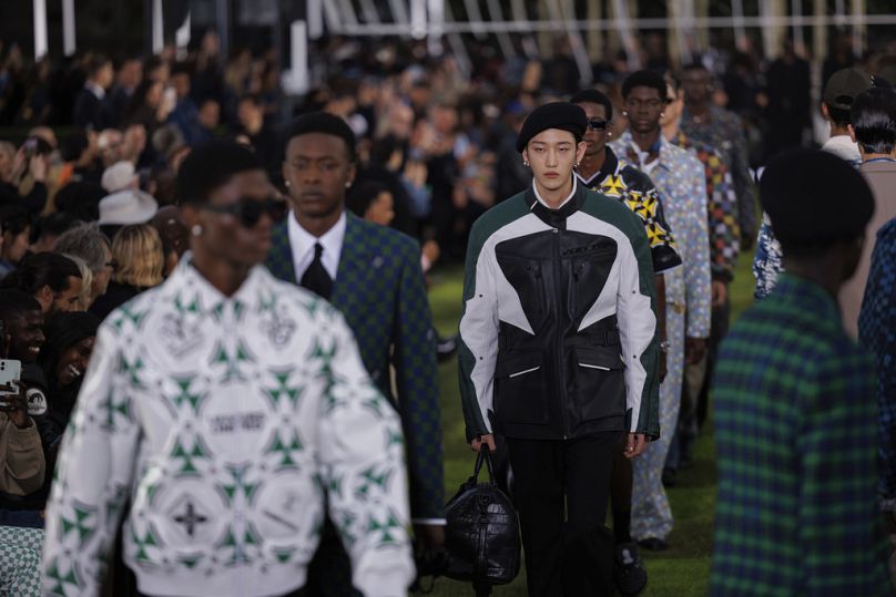 Models wear creations for the Louis Vuitton Spring Summer 2025 collection, that was presented in Paris.