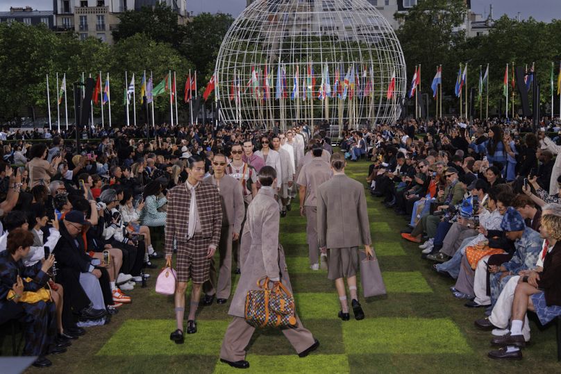 Models wear creations for the Louis Vuitton Spring Summer 2025 collection, that was presented in Paris, France, Monday, 18 June 2024. 