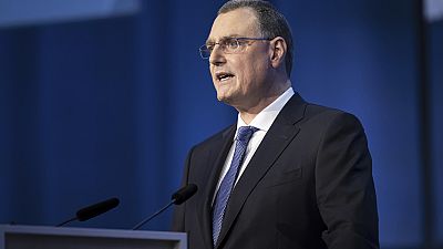 Swiss National Bank's (SNB) Chairman of the Governing Board Thomas Jordan speaks during the 116th Ordinary General Assembly of the SNB in Bern, Switzerland, Friday, April 26, 
