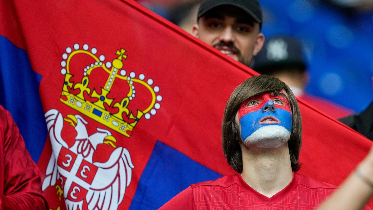 Serbian fans at the Euro 2024 soccer tournament.