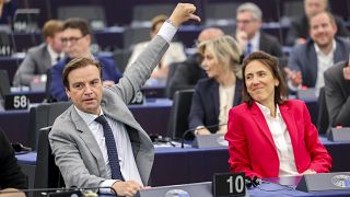 Dutch Malik Azmani (VVD) and Renew Europe's group president Valérie Hayer