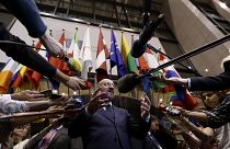 European Council President Charles Michel addresses the media at the conclusion of an EU summit at the European Council building in Brussels, early Tuesday, June 18, 2024. 