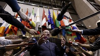 El presidente del Consejo Europeo, Charles Michel, se dirige a los medios de comunicación al término de una cumbre de la UE en el edificio del Consejo Europeo en Bruselas, a primera hora del martes 18 de junio de 2024. 