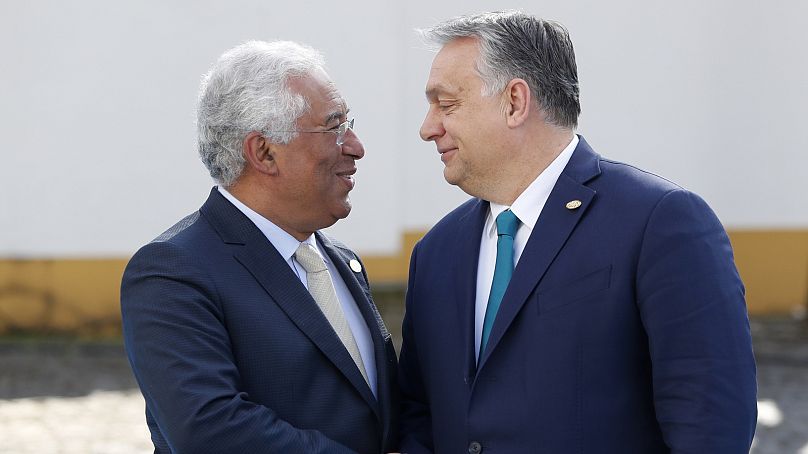 António Costa (left) and Viktor Orbán (right)