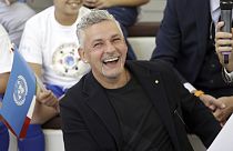 Roberto Baggio a un evento all'Expo 2015 in occasione della Giornata Mondiale dell'Alimentazione dell'ONU. Milano, venerdì 16 ottobre 2015.