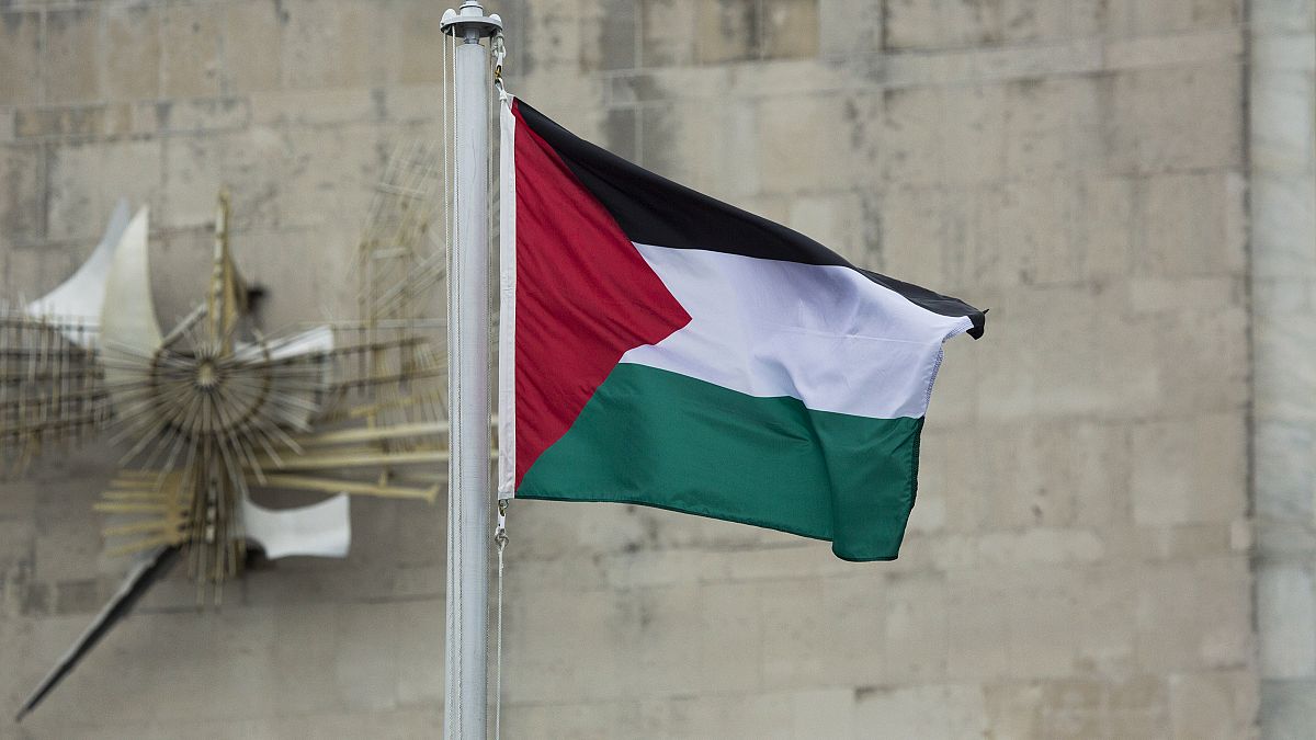 علم فلسطين خلال حفل في مقر الأمم المتحدة