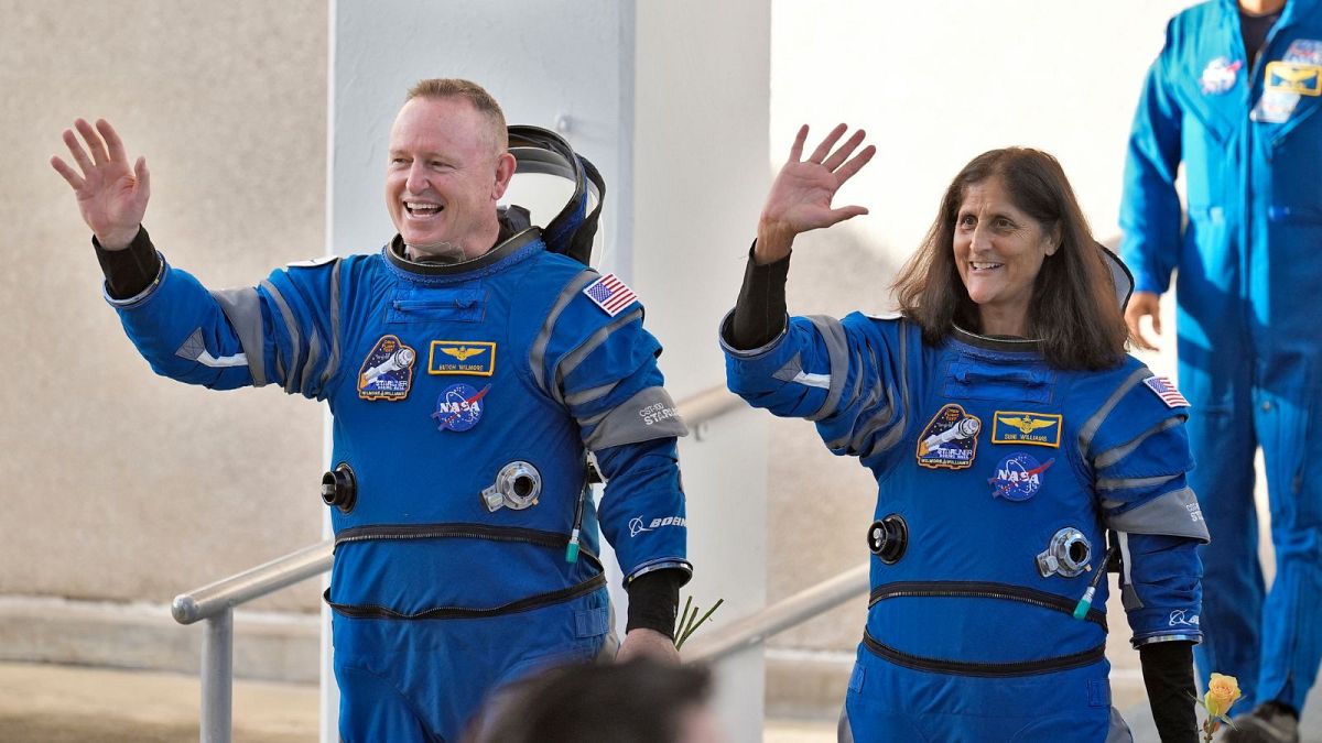NASA astronauts Butch Wilmore, left, and Suni Williams