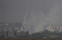 FILE - A rocket launched at Israel from the Gaza Strip is seen misfiring before landing inside Gaza, as seen from southern Israel, Oct. 23, 2023. 