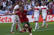 La joie du Portugais Bernardo Silva après son but face à la Turquie, 22 juin 2024.