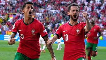 شادی بازیکنان پرتغال در مقابل ترکیه