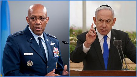 Charles Q. Brown amerikai vezérkari főnök és Benjamin Netanjahu izraeli miniszterelnök