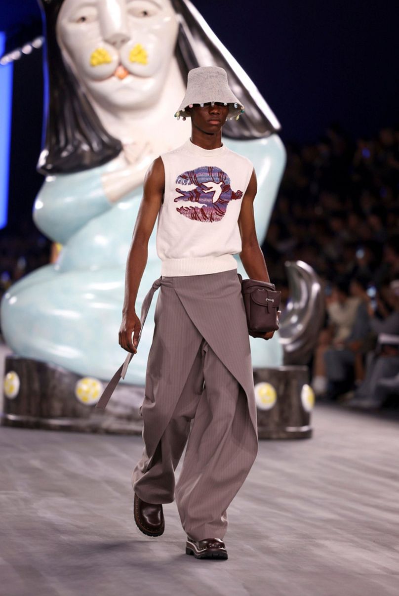 A model wears a creation for the Dior Spring Summer 2025 collection presented Friday, 21 June 2024 in Paris. 
