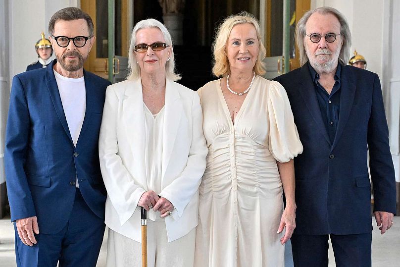 Björn Ulvaeus, Anni-Frid Lyngstad, Agnetha Fältskog and Benny Andersson - receive the Royal Vasa Order from Sweden's King Carl Gustaf and Queen Silvia 