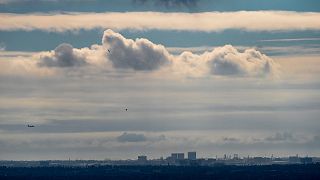 Low clouds gather over the Pacific ahead of forecasted rain in Los Angeles.