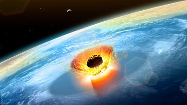 تصویرسازی از برخورد فرضی یک سیارک با زمین