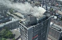 حريق شب في برج كينيدي في مدينة لييج البلجيكية