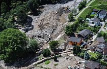 Aldeia de Sorte , no sul da Suíça, após um deslizamento de terras, causado pelo mau tempo e pelas fortes chuvas no vale do Misox, sábado 22 junho 2024