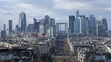  La Defense business district seen from the top of the Arc de Triomphe