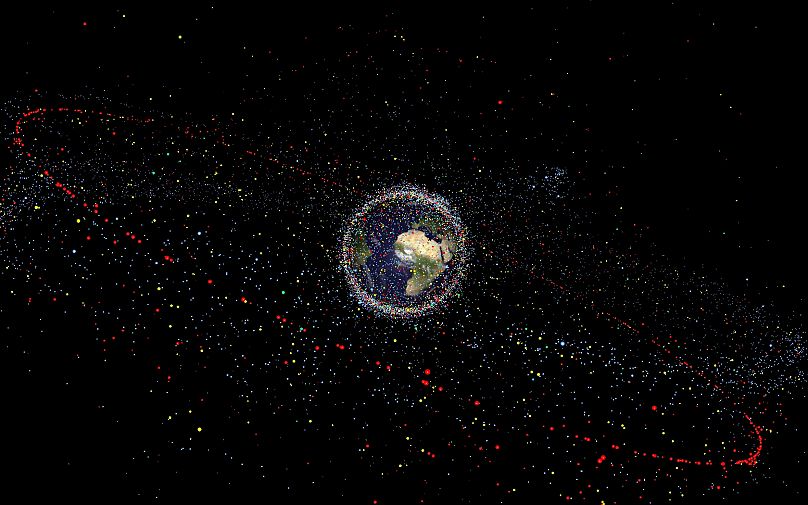 Detritos espaciais na órbita da Terra