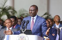 Kenyan President William Ruto gives an address at the State House in Nairobi, Kenya on Wednesday