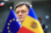 Moldova's Prime Minister Dorin Recean waits for the start of the EU-Moldova Association Council at the European Council building in Brussels in May